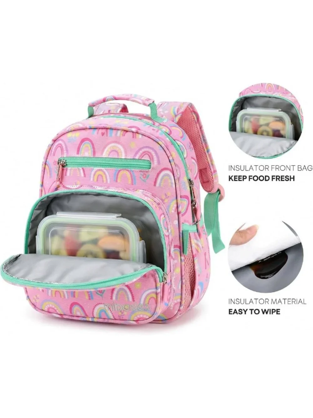 Lightweight Rainbow Pink Girls Backpack 5-8 | Cute Bookbag for Elementary School